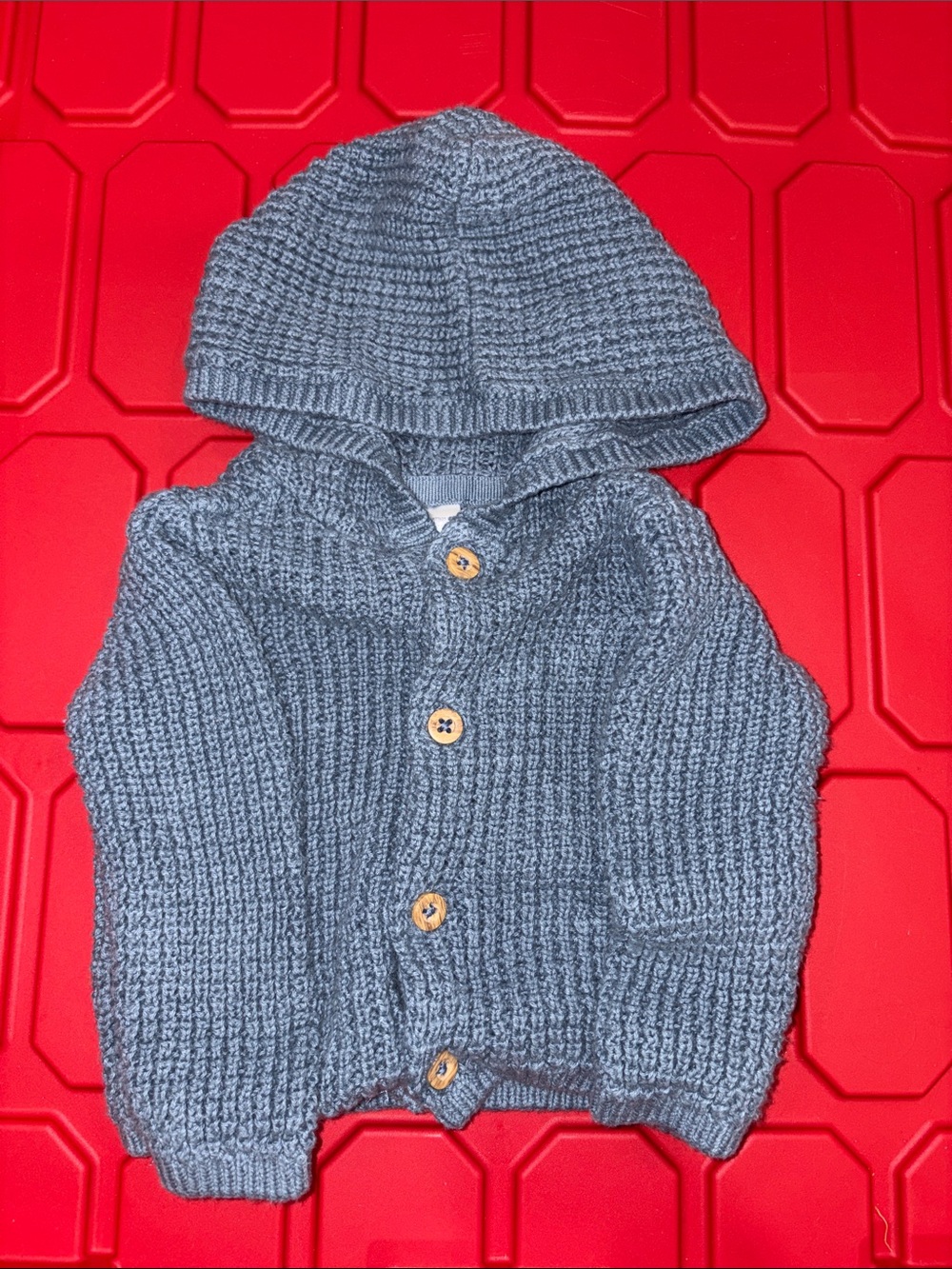 Blue Hooded Knit Baby Jacket - Carters NB